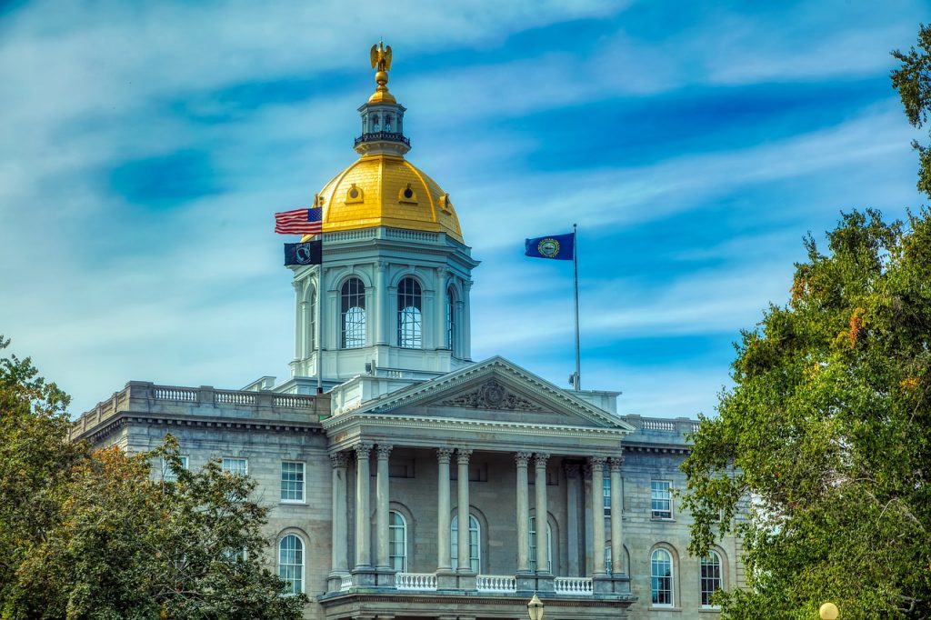 a building with a flag on top