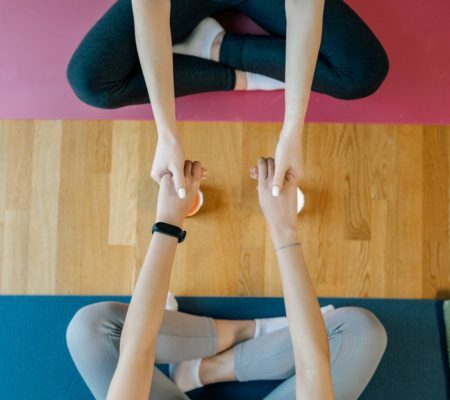 a group of people doing yoga