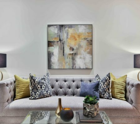 a living room with a couch and a coffee table