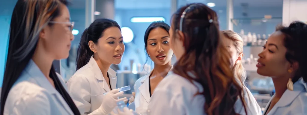 a group of professionals discussing post-procedure aftercare and managing expectations related to lip fillers.